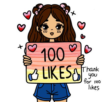 girl holding a sign saying 100 likes