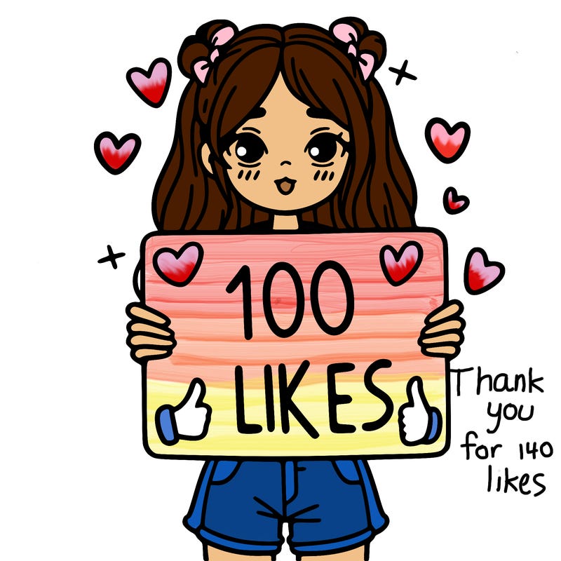 girl holding a sign saying 100 likes