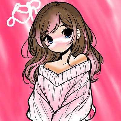 shy pretty girl wearing a sweater that is falling off one shoulder portrait