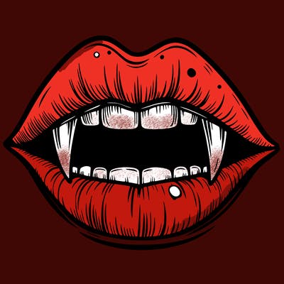 lips with vampire teeth