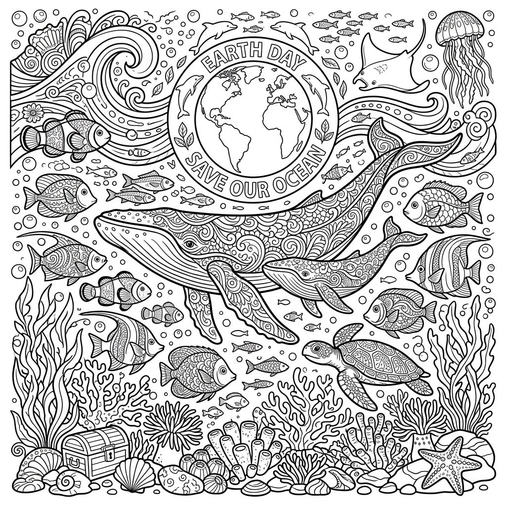 Ocean & Sea Life Adult Coloring Page - Detailed Designs — Color Pop