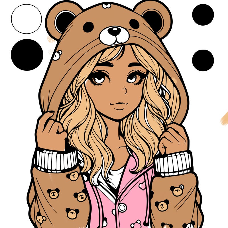 realistic girl in a animal pjs hoodie