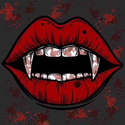 lips with vampire teeth