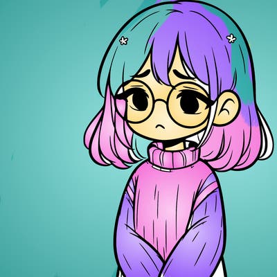 sad girl with glasses in a sweater