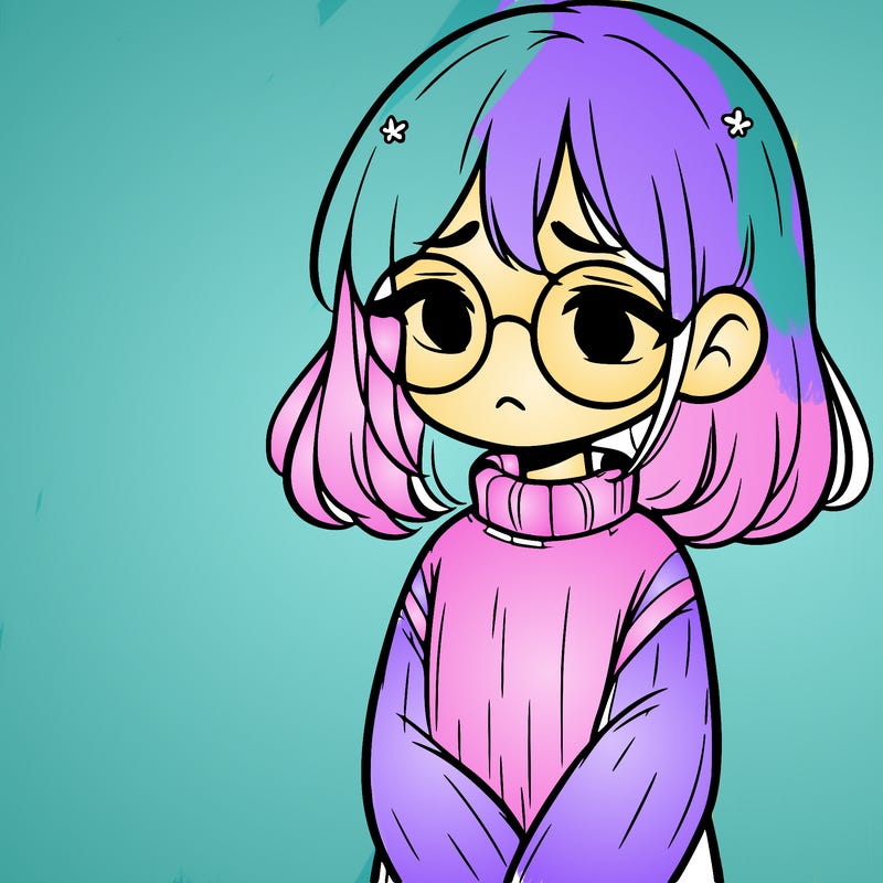 sad girl with glasses in a sweater