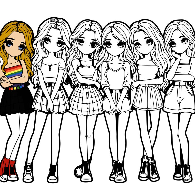 a group of girls realistic