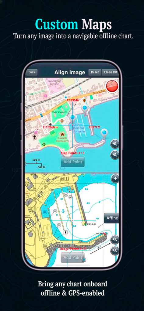 Georeferenzierung eines benutzerdefinierten Kartenbilds für die Offline-GPS-Navigation