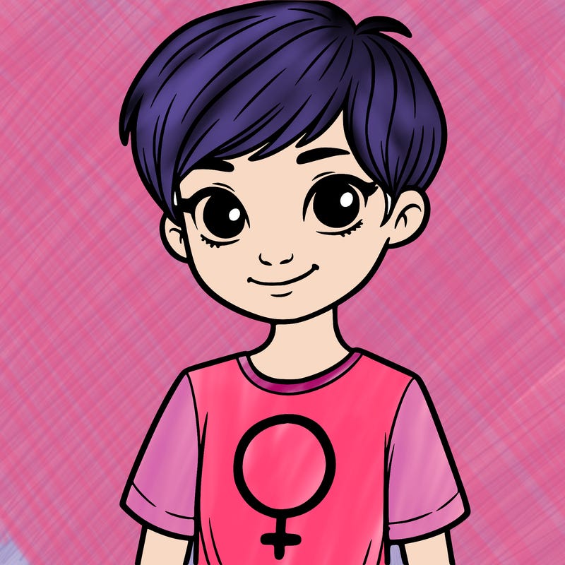 girl with pixie cut and feminist shirt