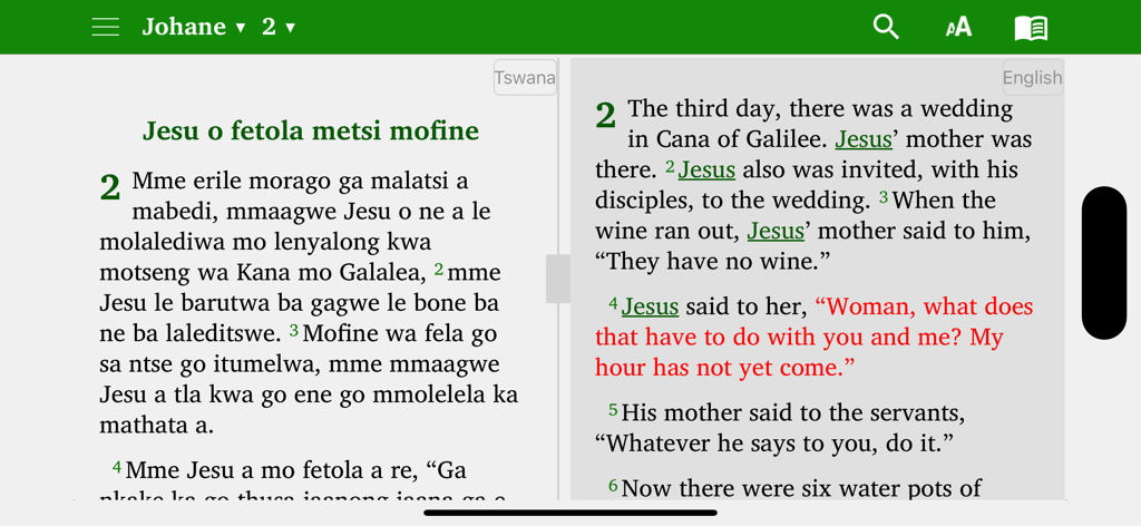 Tswana, Shona, English - 