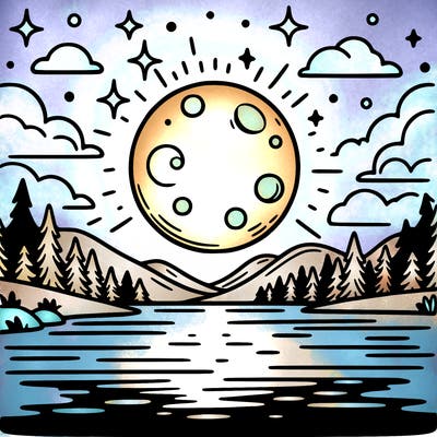 moonlight shining on a lake