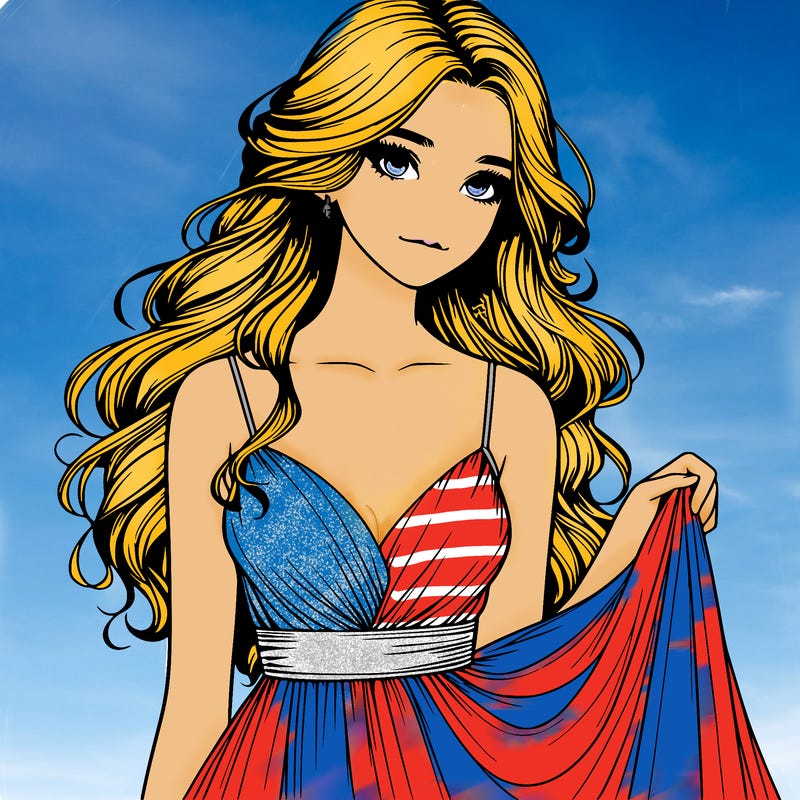 realistic girl in flowy silky prom dress