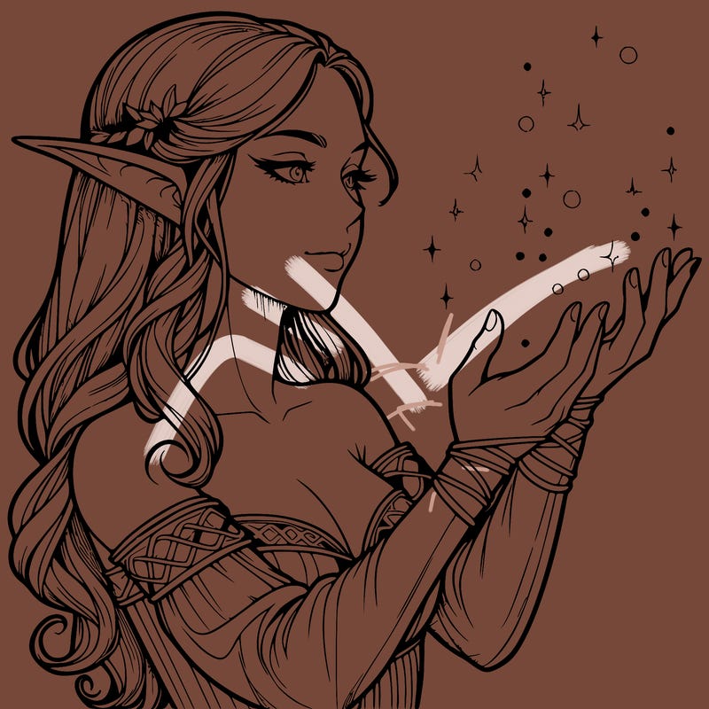 realistic elf girl doing magic