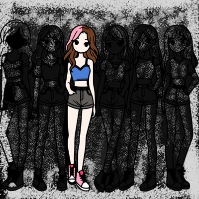 a group of girls wearing crop tops and shorts