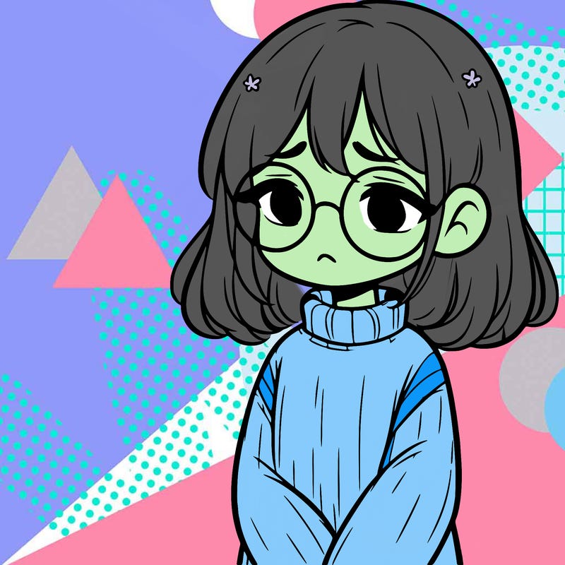 sad girl with glasses in a sweater