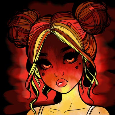 realistic girl with space buns