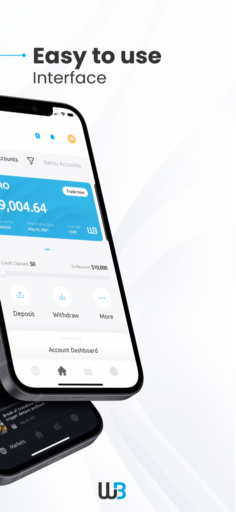 Windsor Brokers - Windsor Brokers mobile trading app user interface showing account dashboard with balance and deposit options