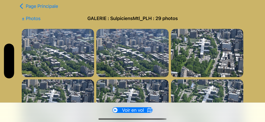 QuebecAir - Aerial photography gallery showing city views of Montreal in the QuebecAir app