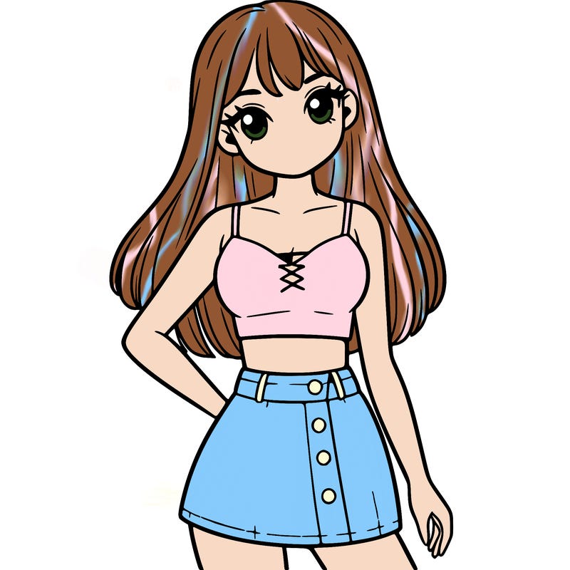 girl with a crop top and mini skirt