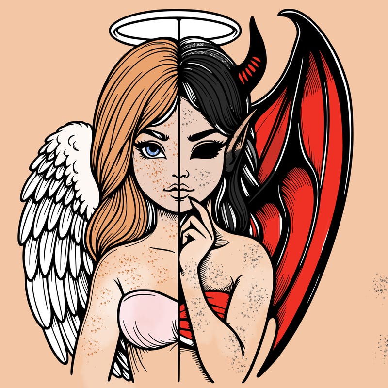 realistic angel half demon