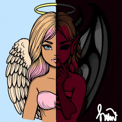 realistic angel half demon