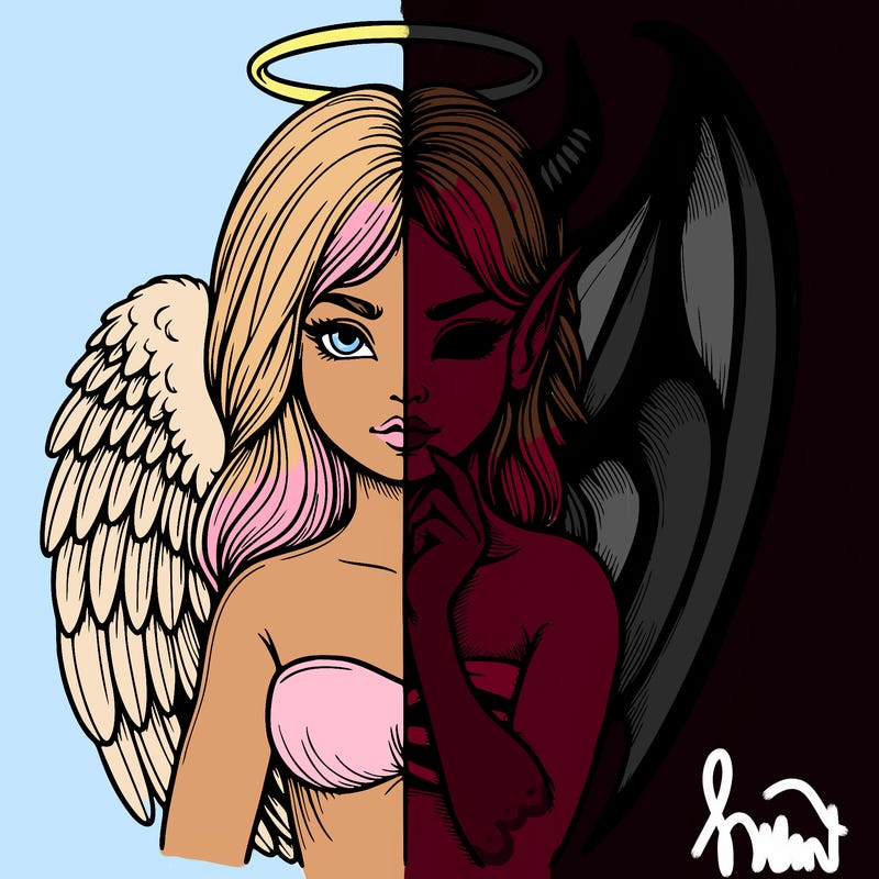 realistic angel half demon