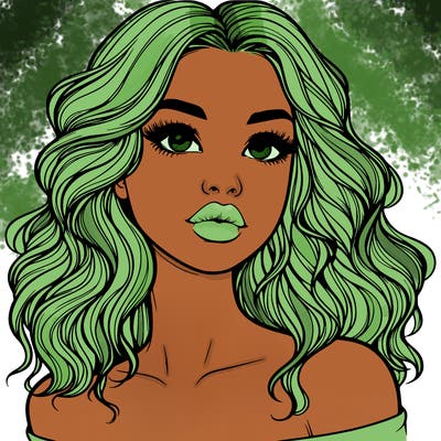 realistic girl with wavy hair and lips