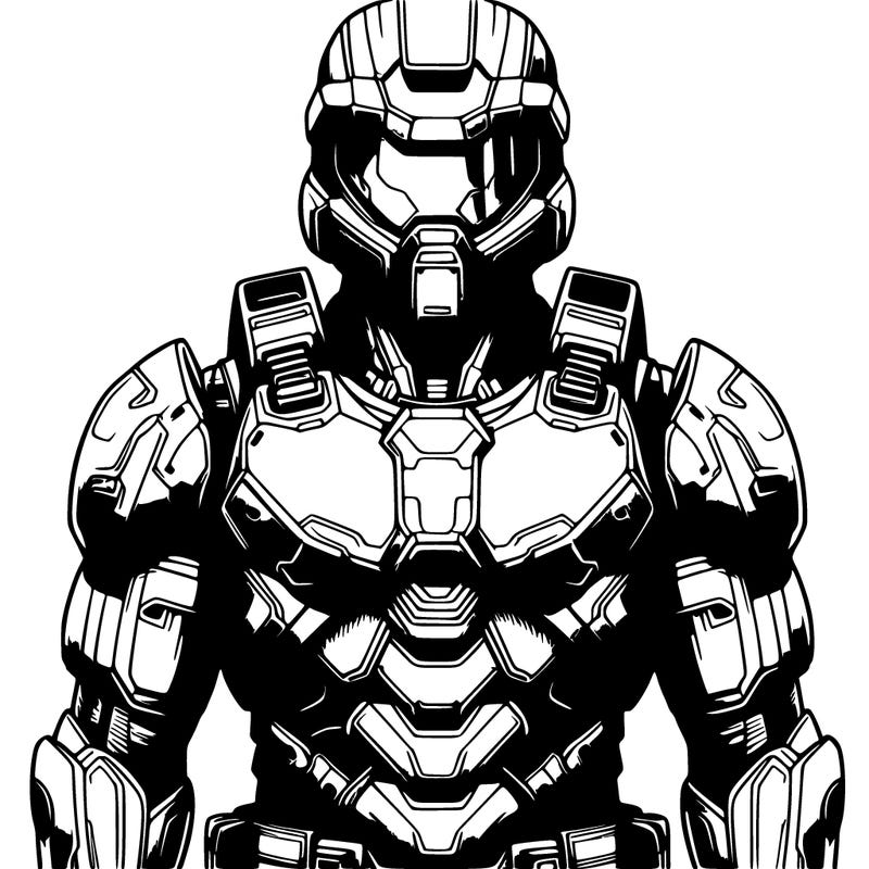 realistic warrior in futuristic armor and helmet