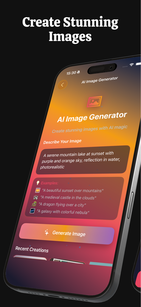 LMArena AI Mobile - A tela do Gerador de Imagens de IA no aplicativo LMArena apresentando uma entrada de prompt e um botão de geração.