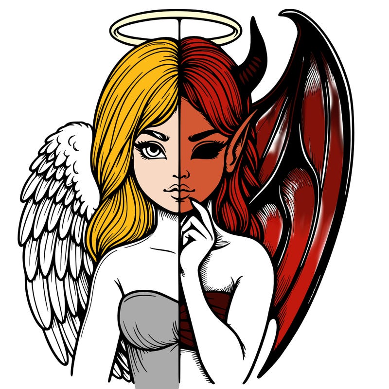 realistic angel half demon