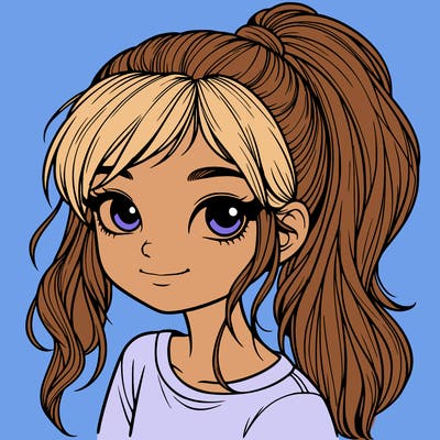 realistic girl with ponytail