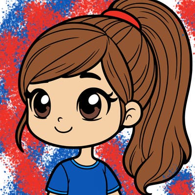 a girl with a ponytail