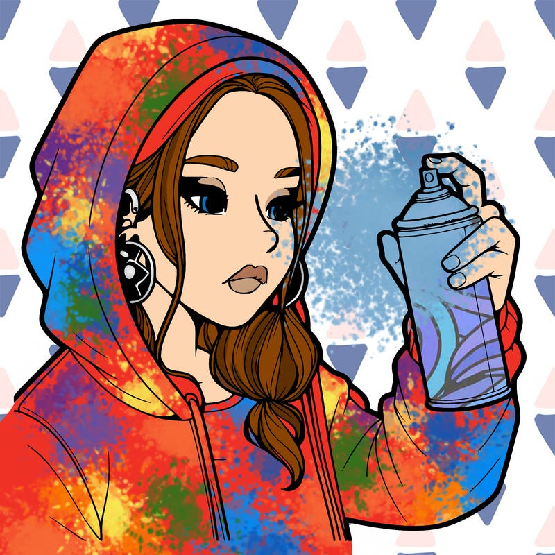 a realistic girl, spray painting