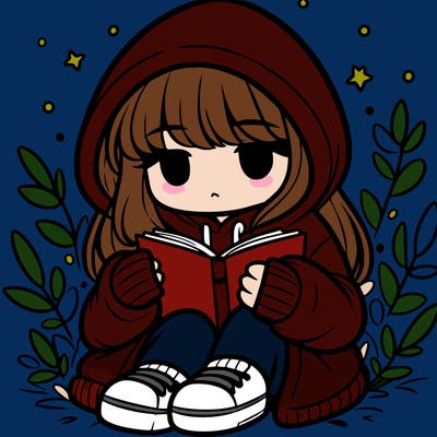 girl in oversized hoodie reading a book
