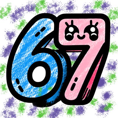 the numbers 67