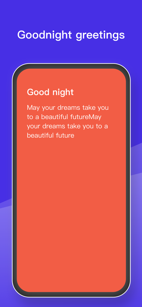 Un cálido saludo de buenas noches en la aplicación Love Sleep con un mensaje inspirador para la hora de dormir.