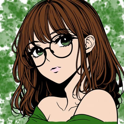 manga woman character with glasses and nice lips