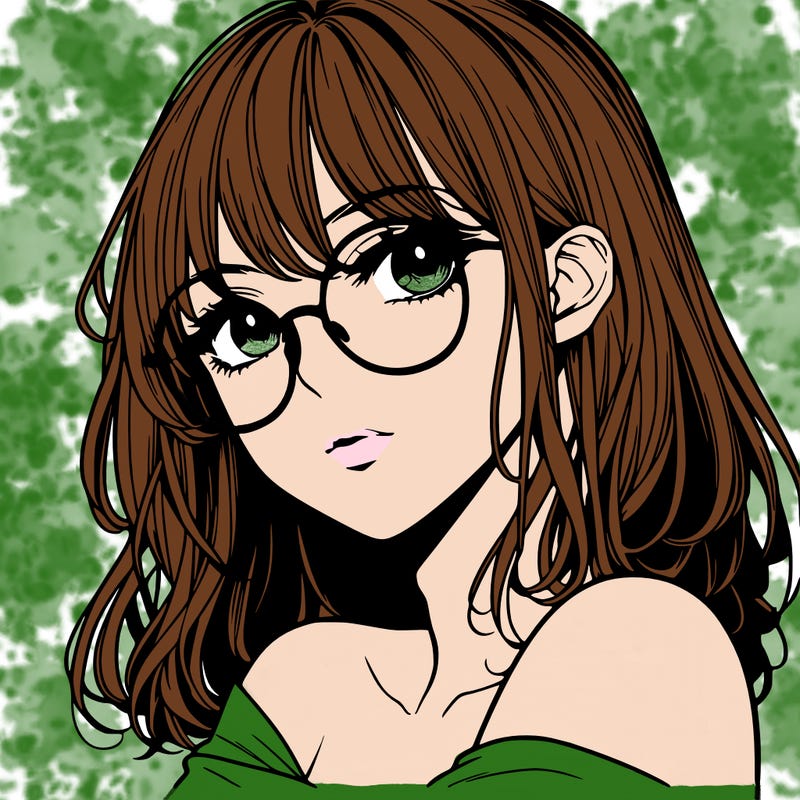 manga woman character with glasses and nice lips
