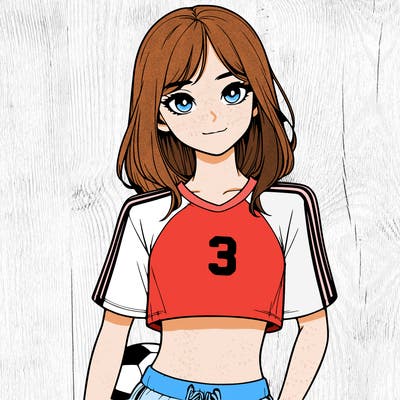 realistic girl wearing soccer jersey