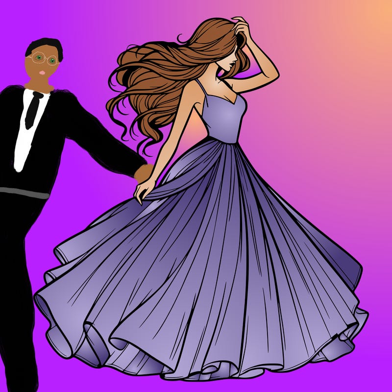 realistic woman with dress flowing in the wind