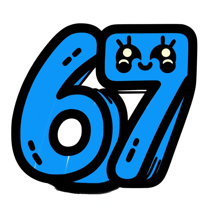 the numbers 67
