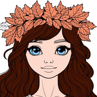realistic girl with fall leaf crown