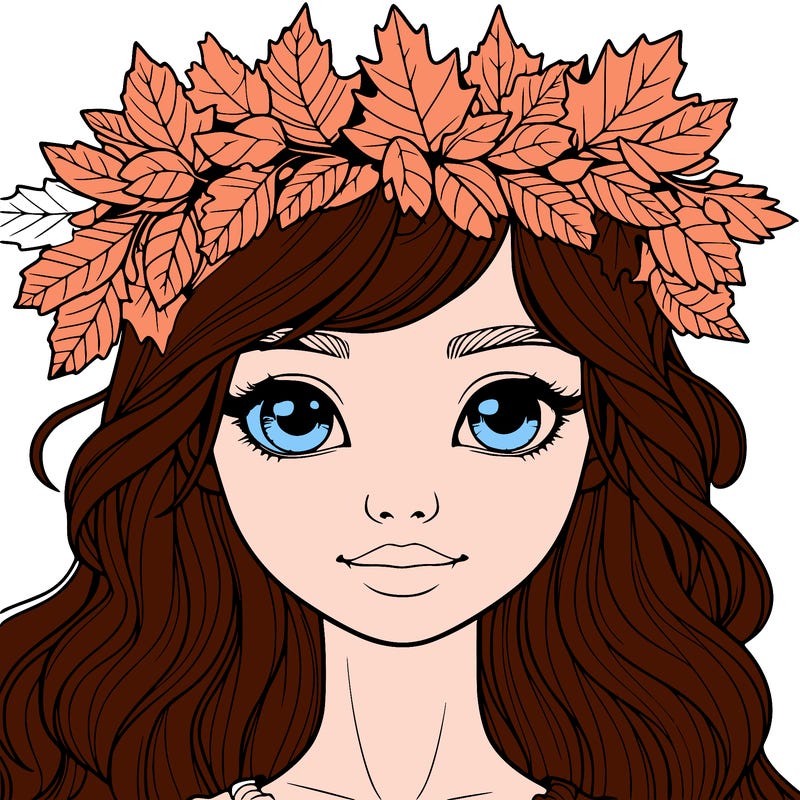 realistic girl with fall leaf crown