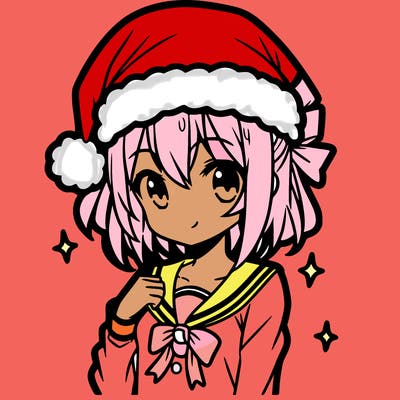 anime girl wearing a santa hat