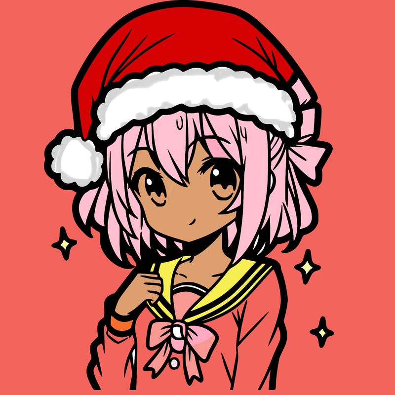 anime girl wearing a santa hat