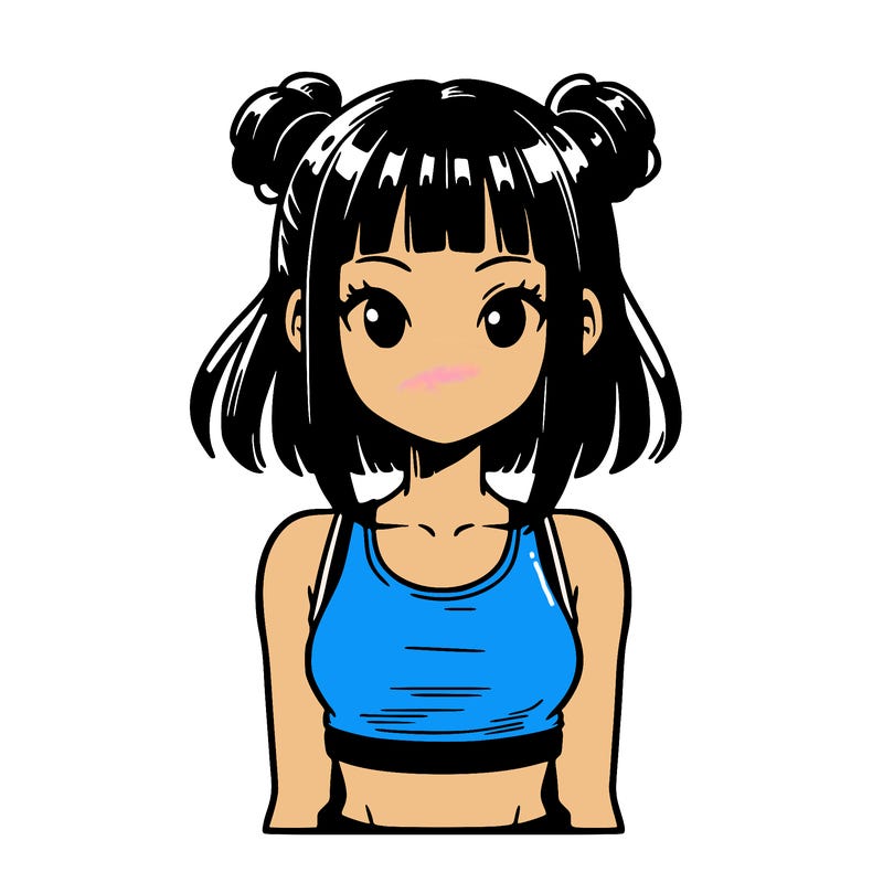 manga girl with crop top