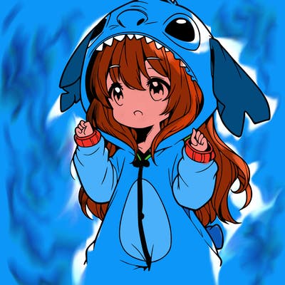 anime girl in a stitch onsie