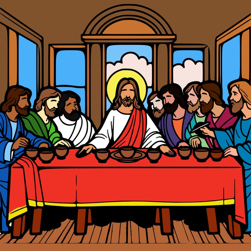 jesus shares the last supper with twelve apostles