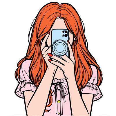 a realistic girl holding her phone taking pictures