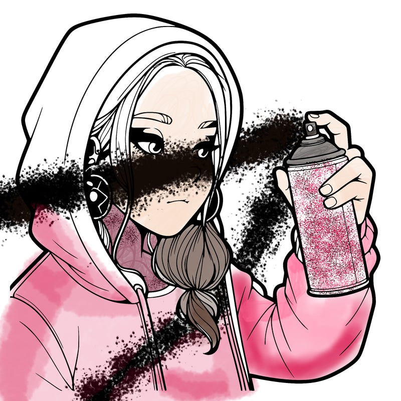 a realistic girl, spray painting