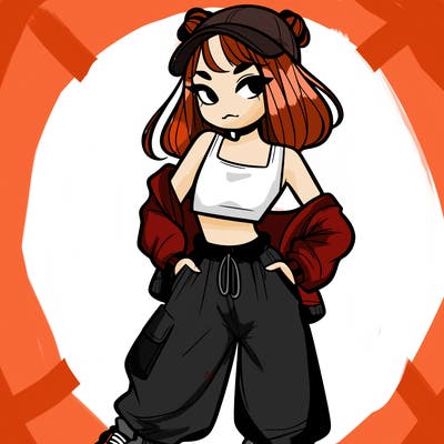 girl in crop top and baggy pants